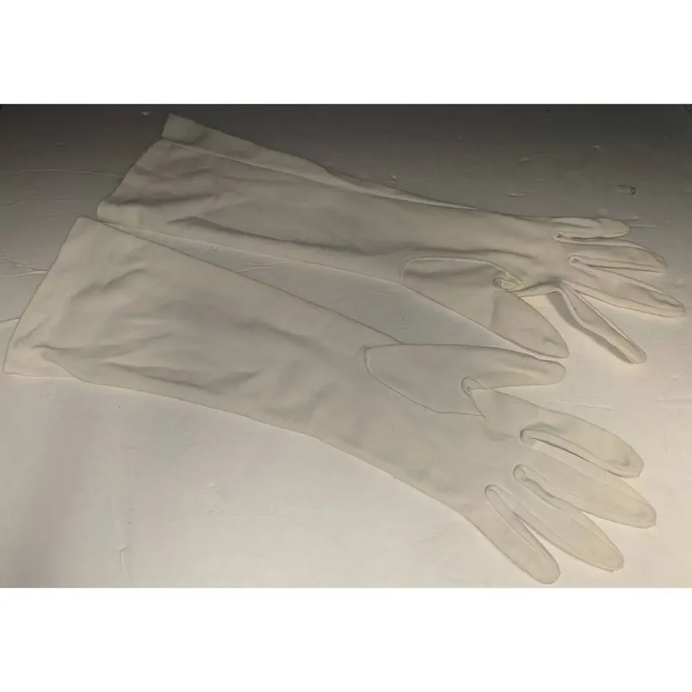 Vintage White Classic Gloves Bracelet Coat Length Formal Forearm Retro